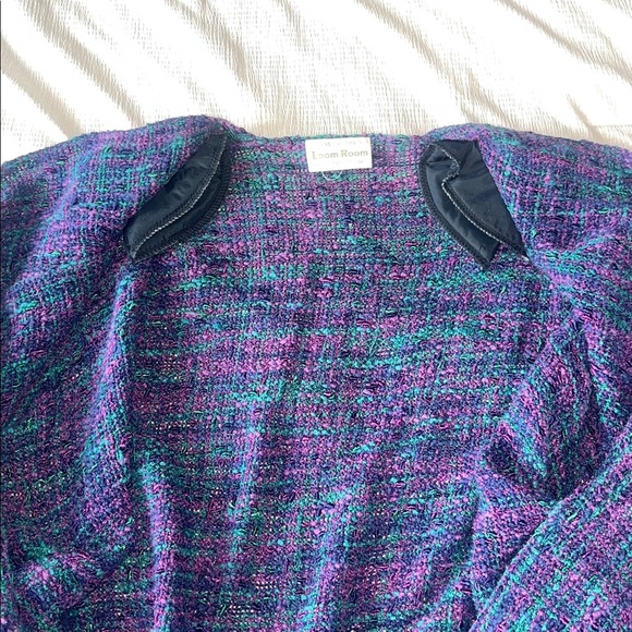 Handwoven Cardigan Sweater Jane Frenke's Loom Room Purple and Blue Weaver - Picture 7 of 7